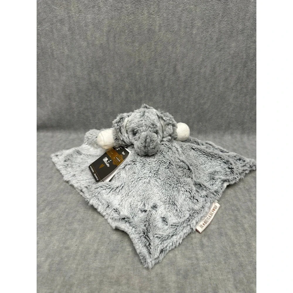 NuNu Blankets & Beyond Elephant Security Blanket Gray Plush Faux‎ Fur Lovey NWT